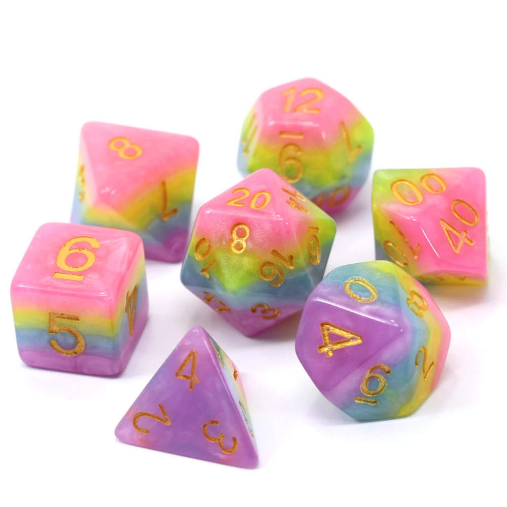 RPG Dice Set (7) - Princess Unicorn Bubblegum