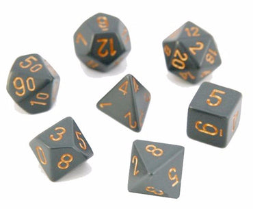 Picture of the Dice: Opaque Dark Grey / Copper 7 Dice Set - CHX25420