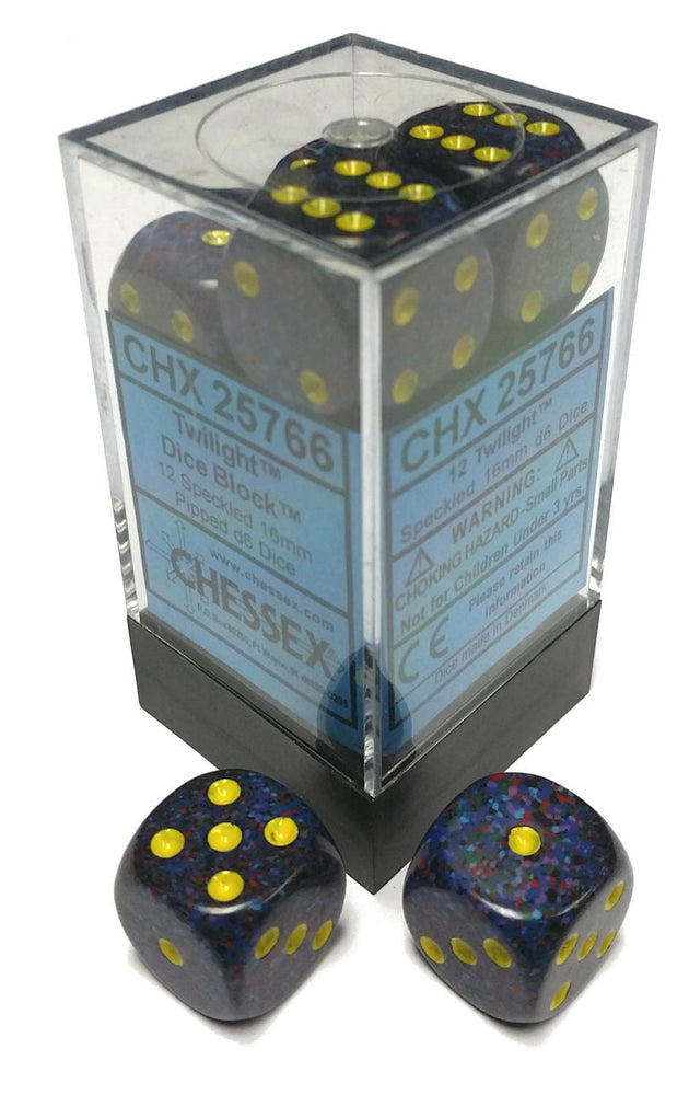 Picture of the Dice: 12 Twilight Speckled 16mm D6 Dice Block (12) - CHX25766