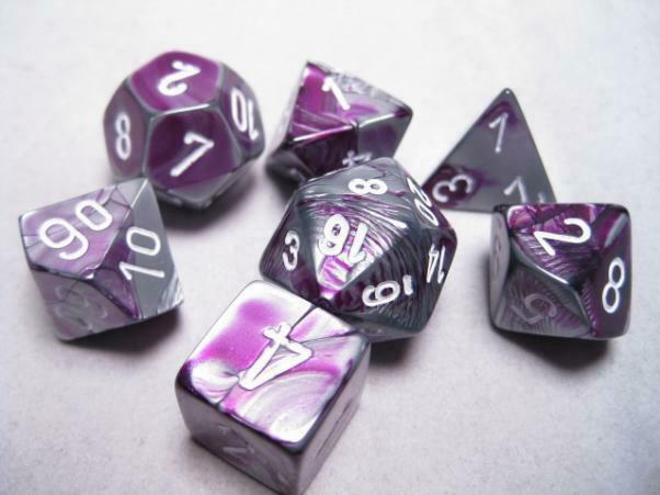 Picture of the Dice: Gemini Purple-Steel / White 7 Dice Set - CHX26432