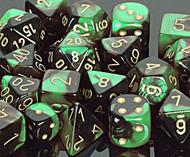 Picture of the Dice: Gemini Black-Green / Gold 7 Dice Set - CHX26439