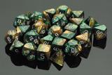 Picture of the Dice: 36 Gold-Green w/white Gemini 12mm D6 Dice Block (12) - CHX26825