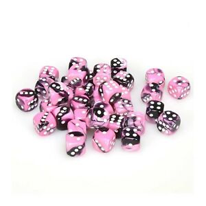 Picture of the Dice: 36 Black-Pink w/white Gemini 12mm D6 Dice Block (12) - CHX26830