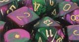 Picture of the Dice: 36 Green-Purple w/gold Gemini 12mm D6 Dice Block (12) - CHX26834