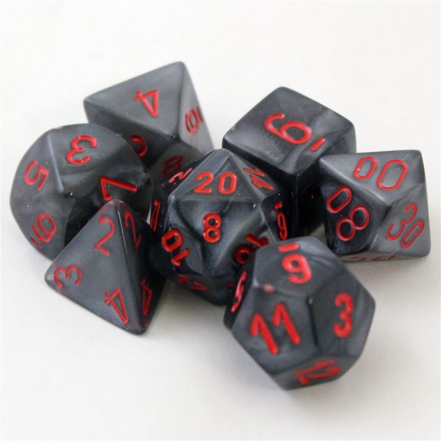 Picture of the Dice: Velvet Black / Red 7 Dice Set - CHX27478