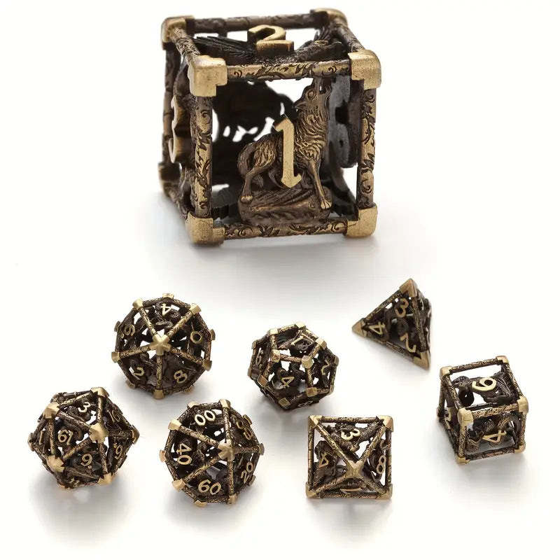 Metal Dice Set Hollow Wolf Eagle Snake