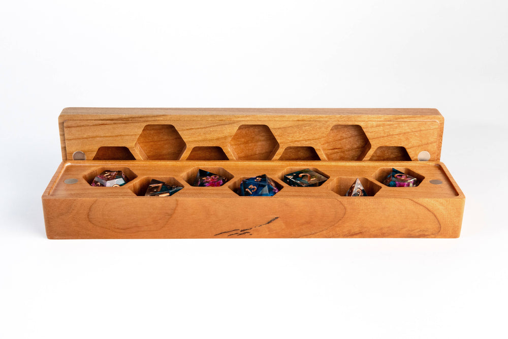 Wood Dice Cases: Vault Style 3 Woods Available: Purple Heart