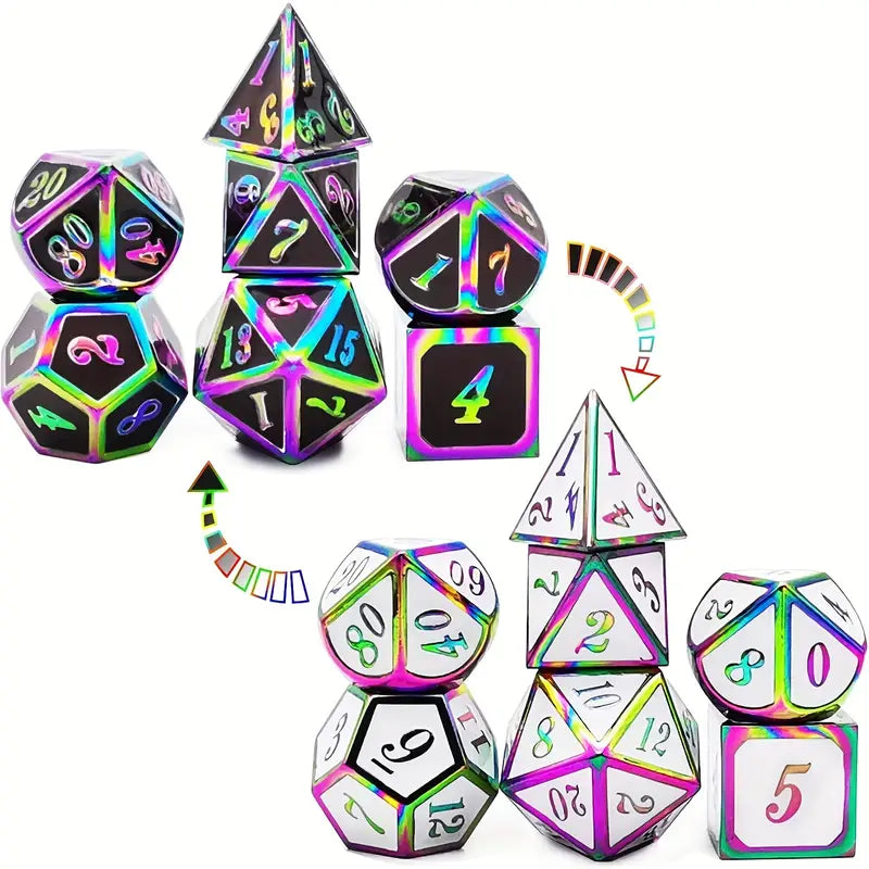 Metal Dice Set Rainbow Color Changing