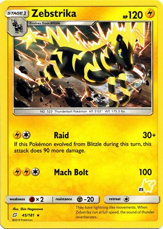 Zebstrika (45/181) (Pikachu Stamp #23) [Battle Academy 2020]