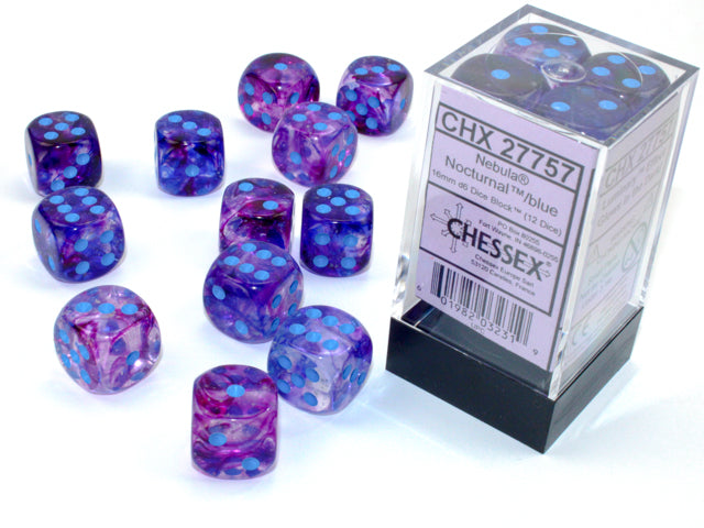 16mm D6 Dice Block (12) - Nebula Nocturnal/Blue (CHX27757)