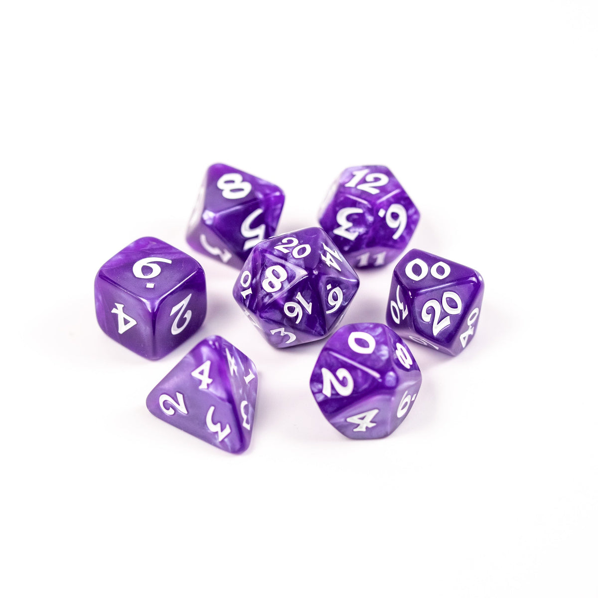 RPG Dice Set (7) - Purple with White