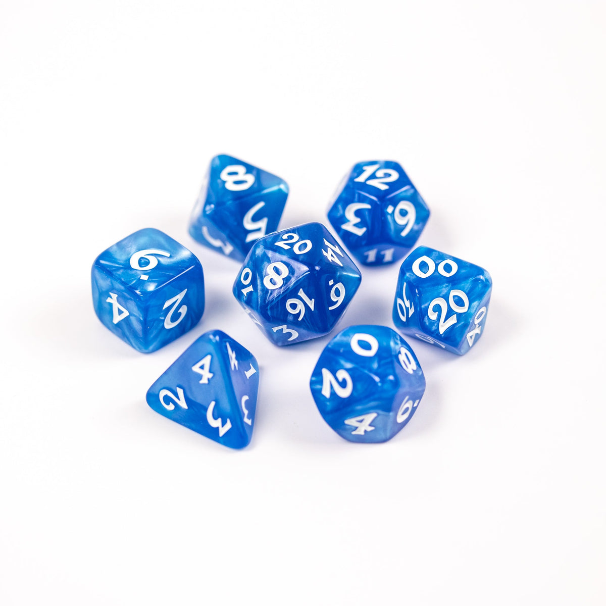 RPG Dice Set (7) - Blue with White