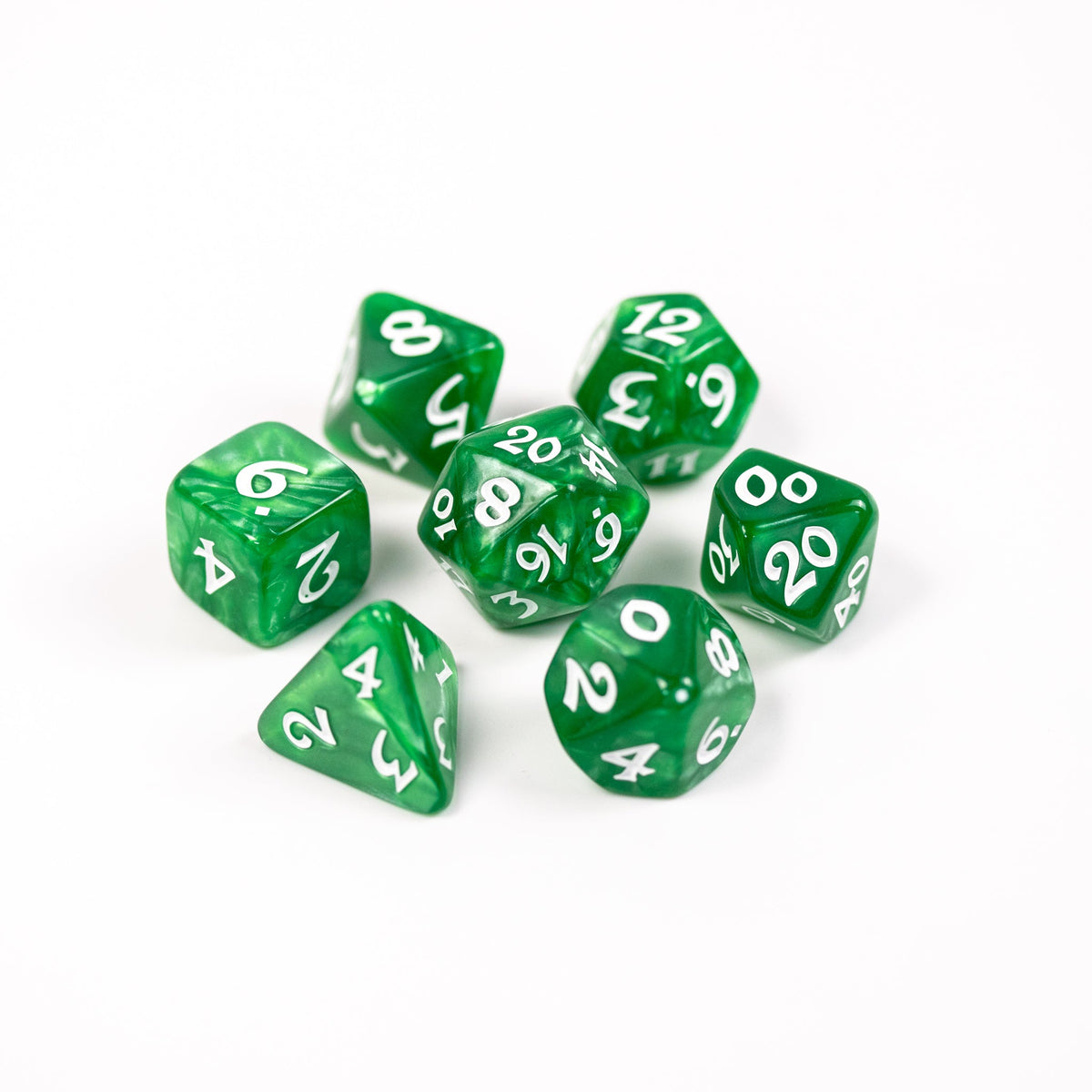 RPG Dice Set (7) - Green with White