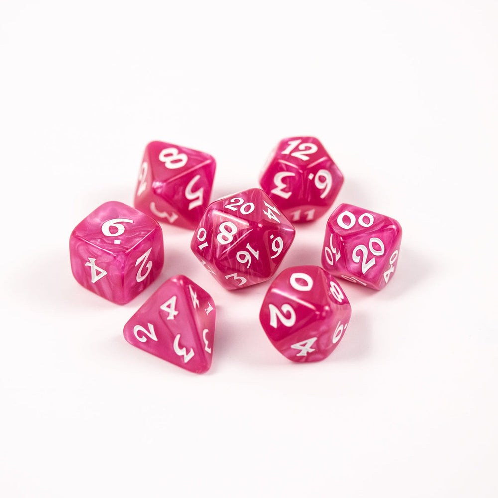 RPG Dice Set (7) - Pink with White