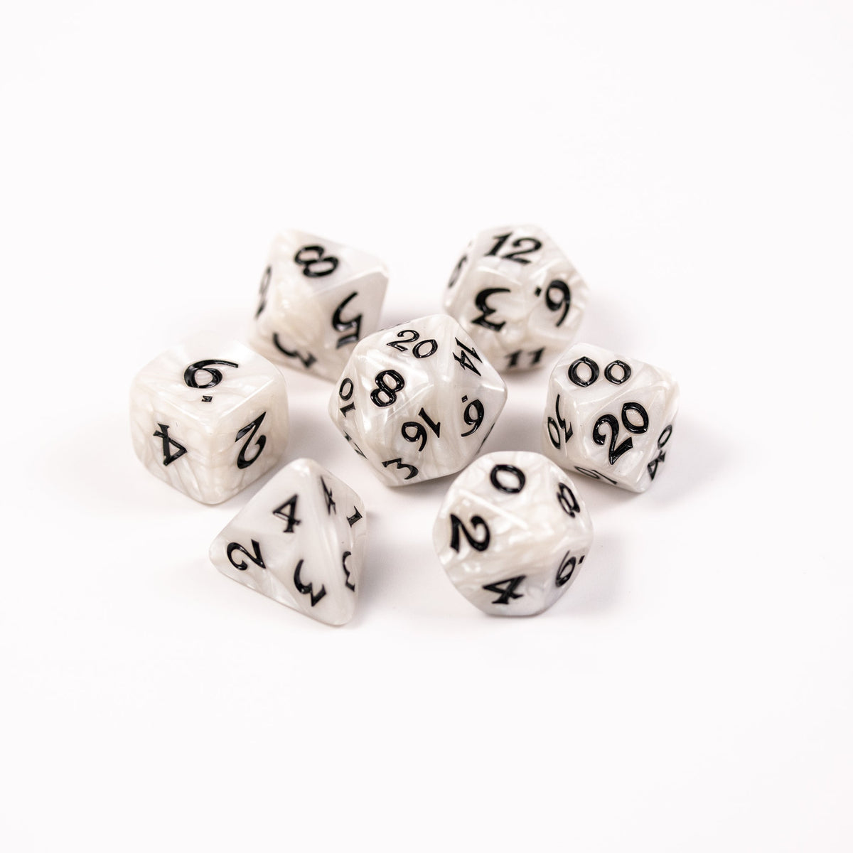 RPG Dice Set (7) - White with Black