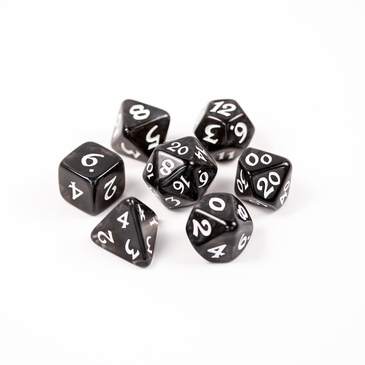 RPG Dice Set (7) - Black with White