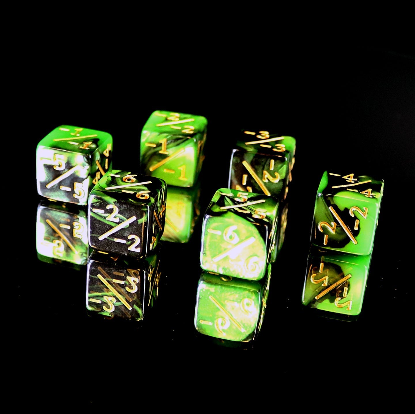 MTG Spindowns: Negative 6pc Counter Set - Green Black