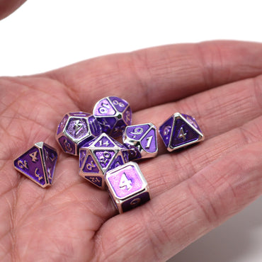 Metal RPG Critling Dice Set (7) - Platinum Amethyst