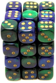 12mm D6 Dice Block (36) - Gemini Blue-Green w/Gold (CHX26836)