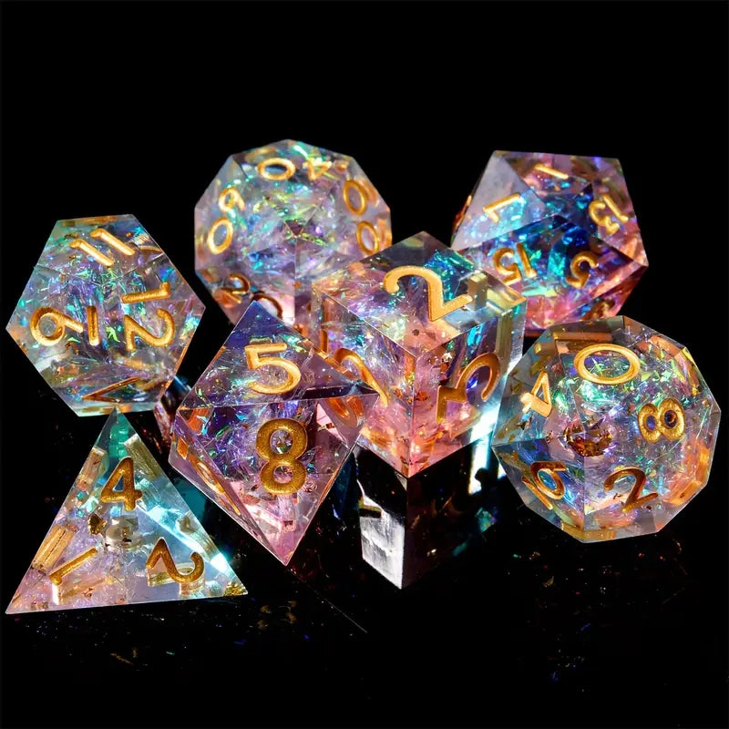 Resin Dice Set Iridescent Pink and Blue