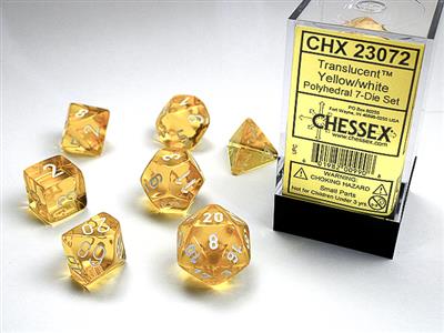 RPG Dice Set (7) - Translucent Yellow/White (CHX23072)