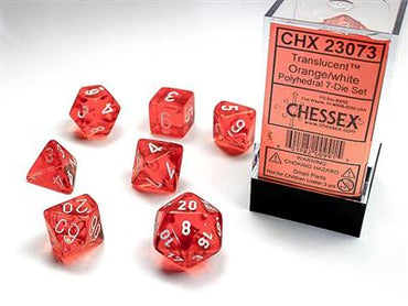 RPG Dice Set (7) - Translucent Orange/White (CHX23073)