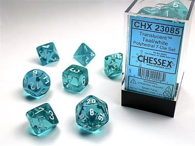 RPG Dice Set (7) - Translucent Teal/White (CHX23085)