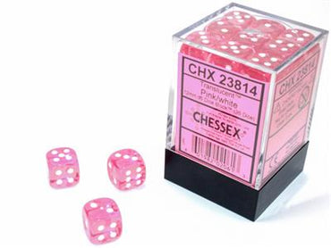 12mm D6 Dice Block (36) - Translucent Pink/White (CHX23814)