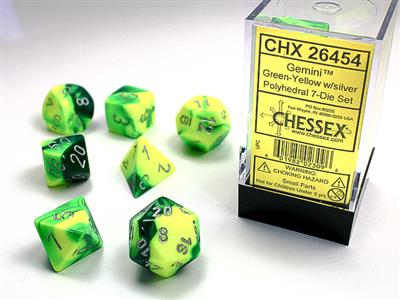 RPG Dice Set (7) - Gemini Green-Yellow Silver (CHX26454)