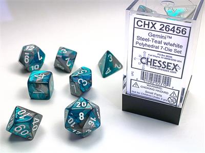 RPG Dice Set (7) - Gemini Steel-Teal w/White (CHX26456)