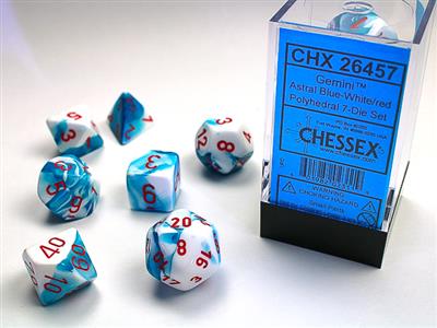 RPG Dice Set (7) - Gemini Astral Blue-White/Red (CHX26457)