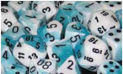 16mm D6 Dice Block (12) - Teal-White/Black (CHX26644)