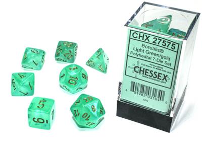 RPG Dice Set (7) - Borealis Light Green w/Gold (CHX27575)