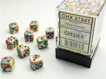 12mm D6 Dice Block (36) - Festive Vibrant/Brown (CHX27841)