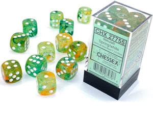 12mm D6 Dice Block (36) - Nebula Spring w/ White (CHX27955)