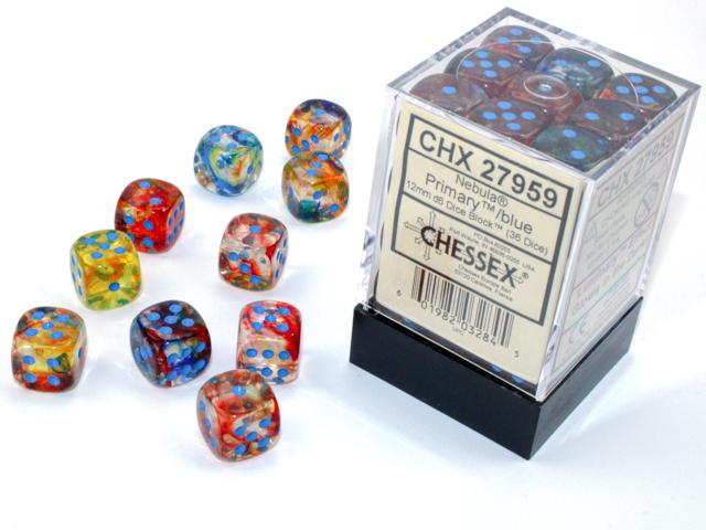 12mm D6 Dice Block (36) - Nebula Primary w/ Blue (CHX27959)