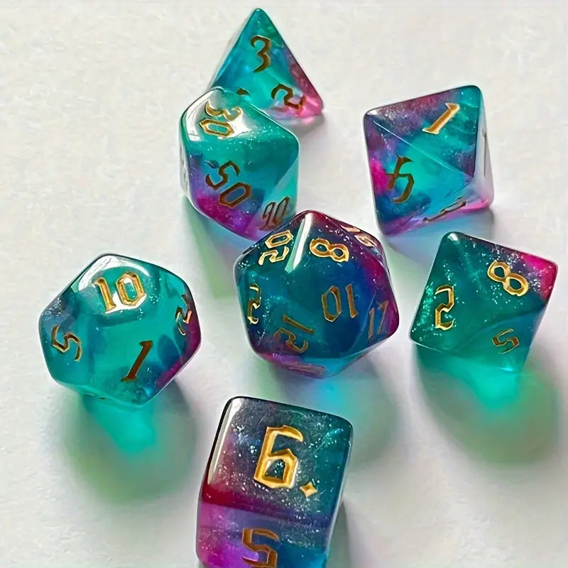 Acrylic Dice Set Chameleon Pink and Blue