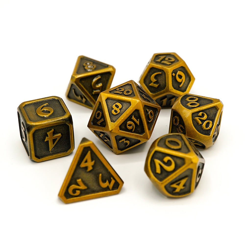 Metal RPG Dice Set (7) - Mythica Battleworn Gold